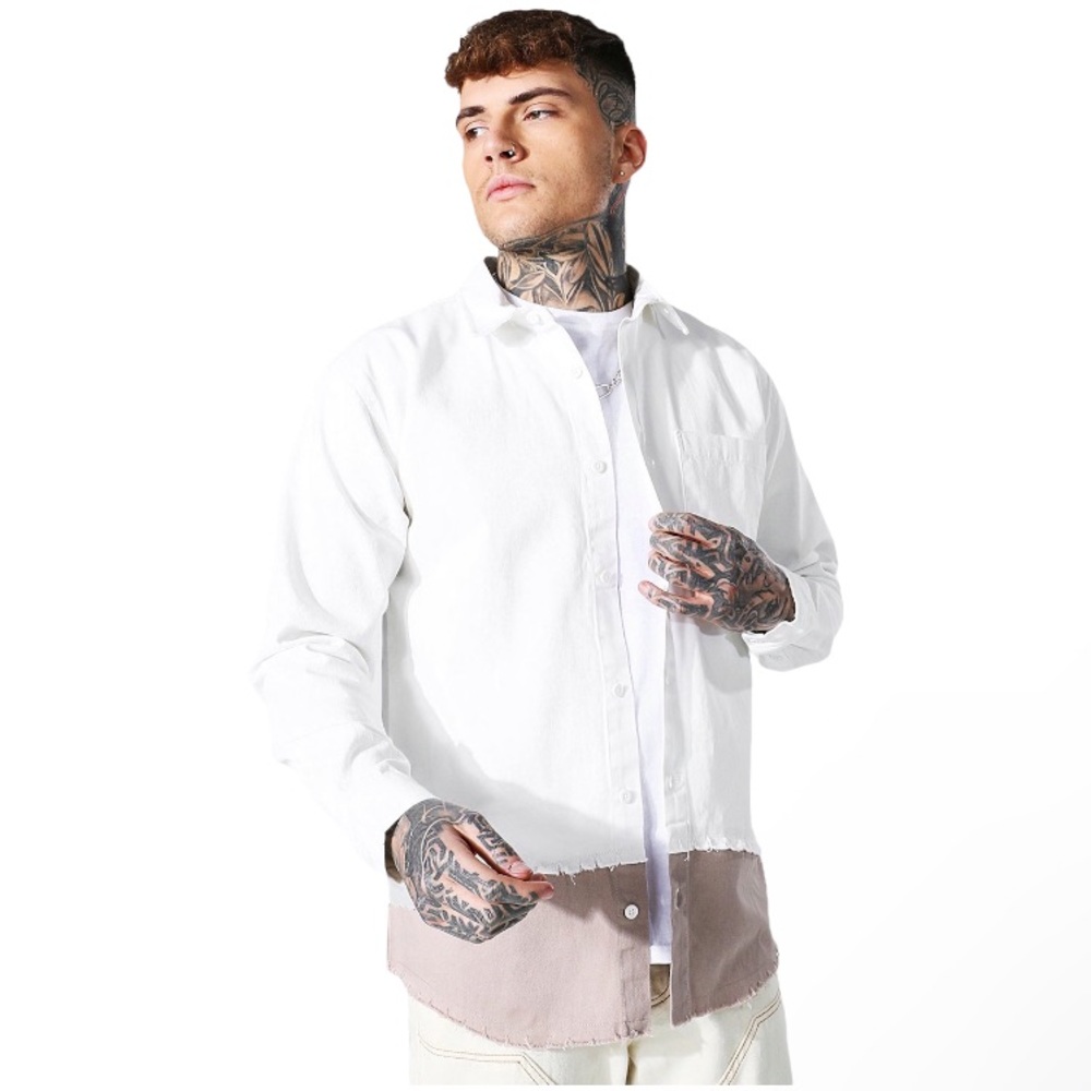 NWT Boohoo Man Spliced Twill Overshirt / Shirt Jacket